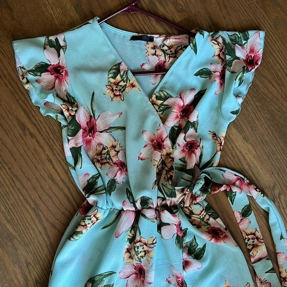 Scobe Floral high low faux wrap dress with side tie size Small - Picture 4 of 6